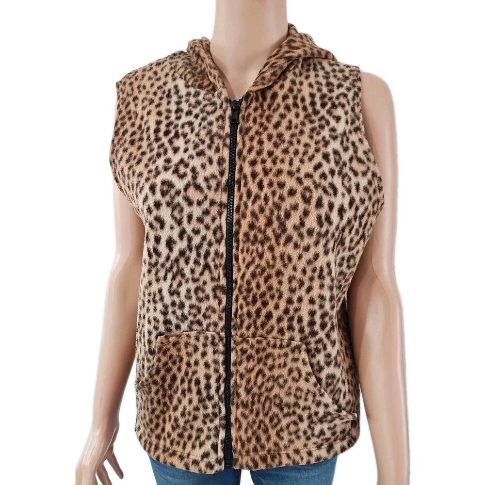 Vintage Animal Print Insulated Cotton Vest Size S
